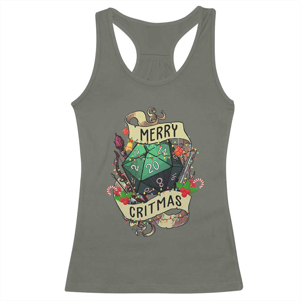Funny Christmas Tabletop RPG Racerback Tank Top Merry Critmas D20 RPG Gamer Gaming - Wonder Print Shop