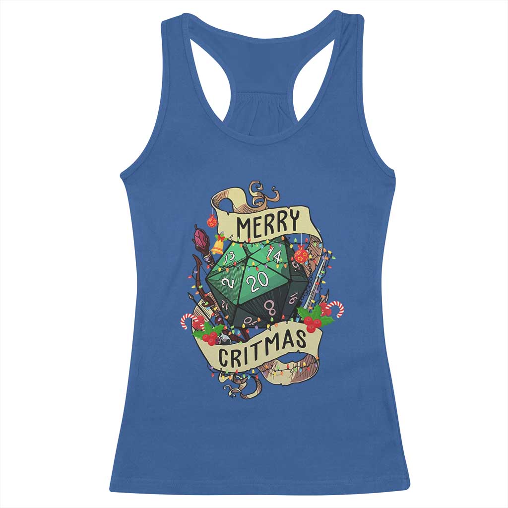 Funny Christmas Tabletop RPG Racerback Tank Top Merry Critmas D20 RPG Gamer Gaming - Wonder Print Shop