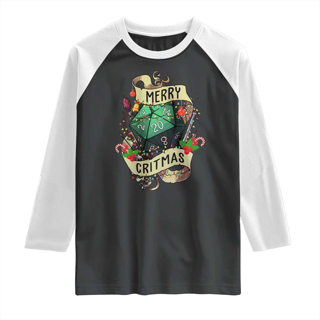 Funny Christmas Tabletop RPG Raglan Shirt Merry Critmas D20 RPG Gamer Gaming - Wonder Print Shop