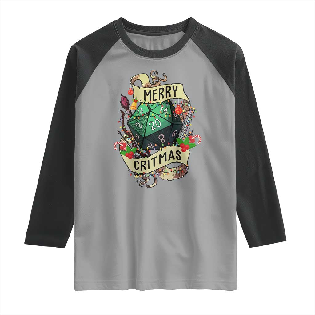 Funny Christmas Tabletop RPG Raglan Shirt Merry Critmas D20 RPG Gamer Gaming - Wonder Print Shop