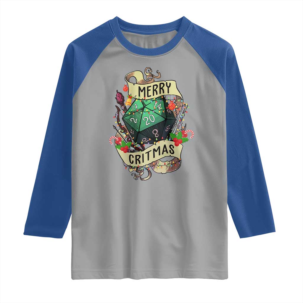 Funny Christmas Tabletop RPG Raglan Shirt Merry Critmas D20 RPG Gamer Gaming - Wonder Print Shop