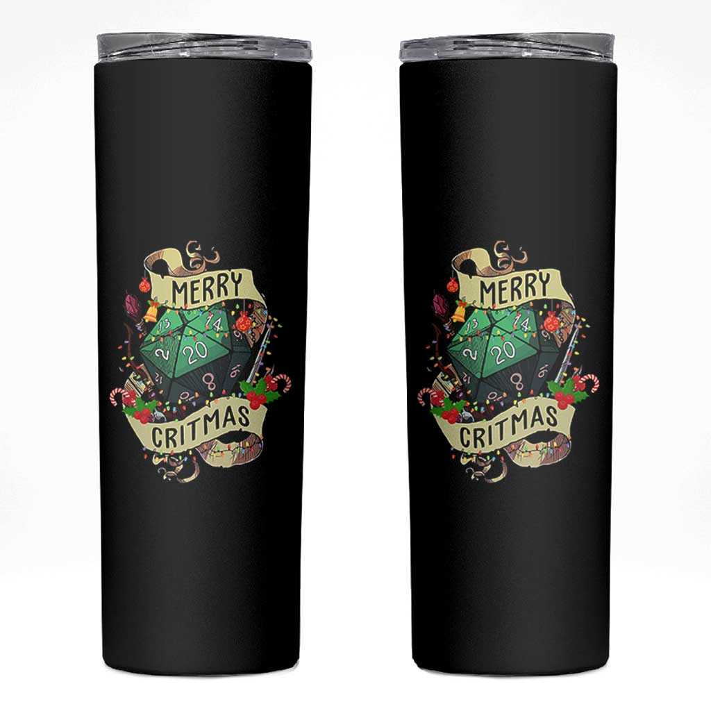 Funny Christmas Tabletop RPG Skinny Tumbler Merry Critmas D20 RPG Gamer Gaming - Wonder Print Shop