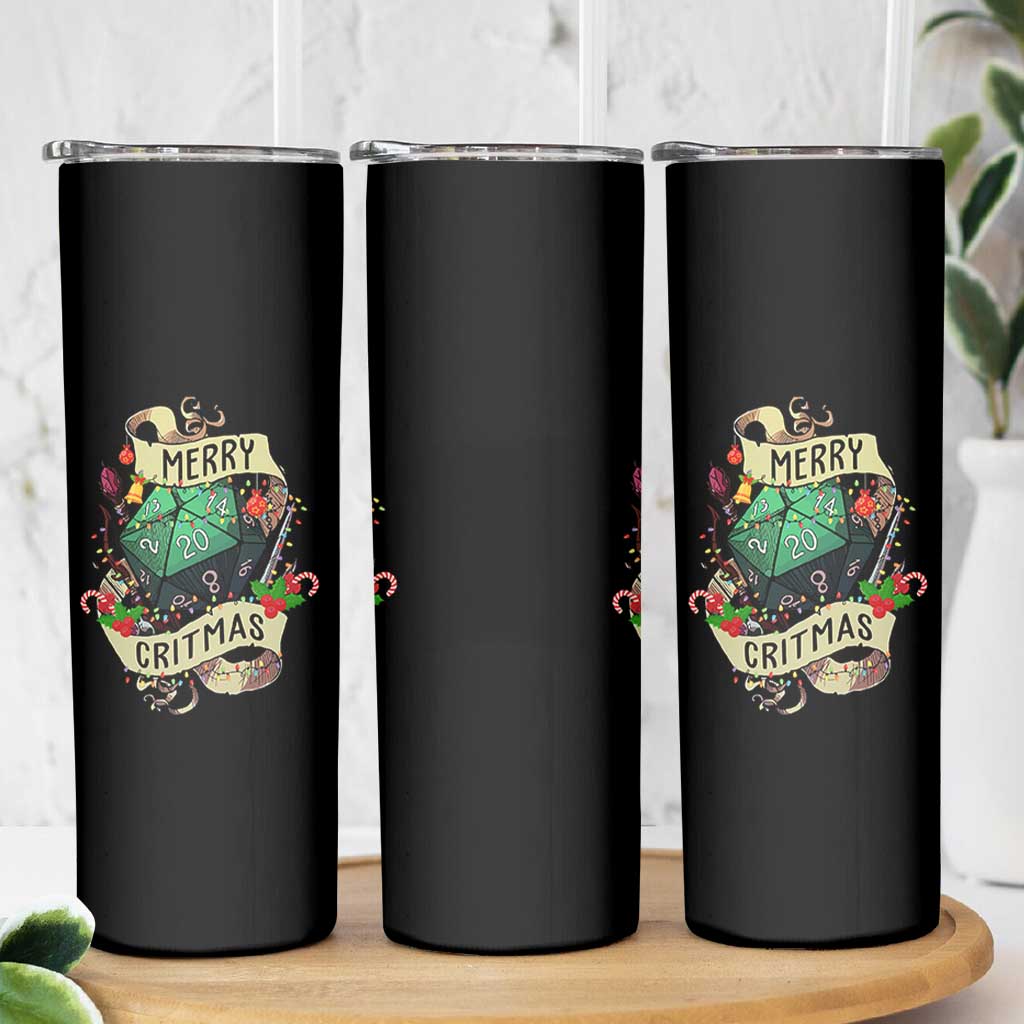 Funny Christmas Tabletop RPG Skinny Tumbler Merry Critmas D20 RPG Gamer Gaming - Wonder Print Shop