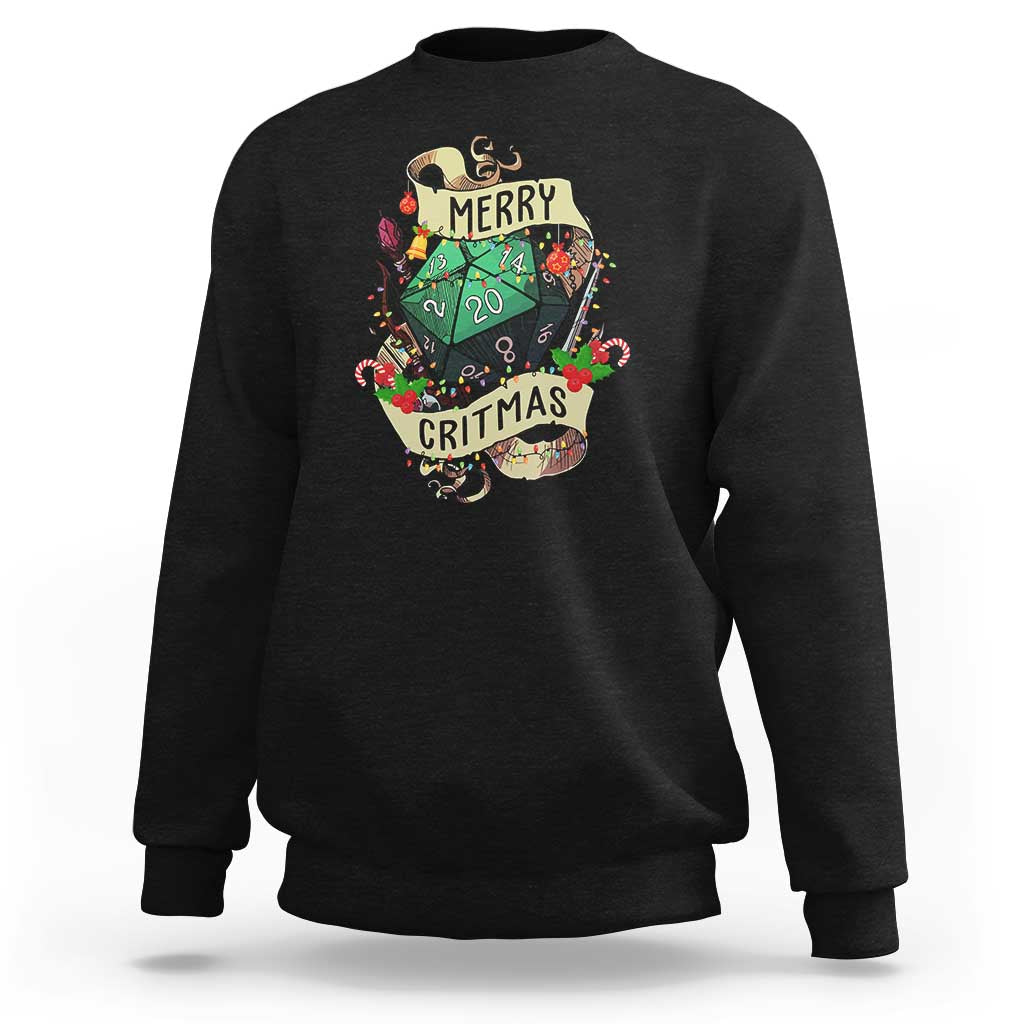 Funny Christmas Tabletop RPG Sweatshirt Merry Critmas D20 RPG Gamer Gaming - Wonder Print Shop