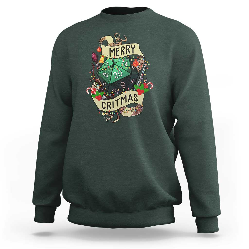 Funny Christmas Tabletop RPG Sweatshirt Merry Critmas D20 RPG Gamer Gaming - Wonder Print Shop