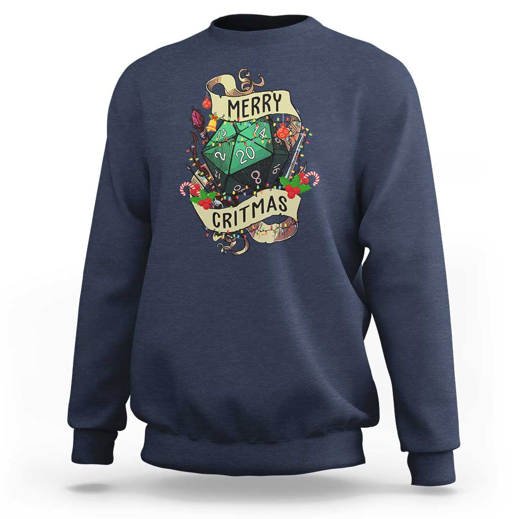 Funny Christmas Tabletop RPG Sweatshirt Merry Critmas D20 RPG Gamer Gaming - Wonder Print Shop