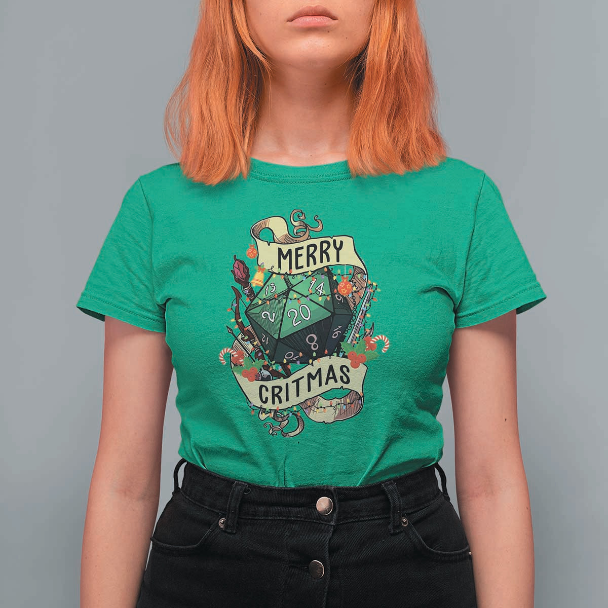 Funny Christmas Tabletop RPG T Shirt For Women Merry Critmas D20 RPG Gamer Gaming - Wonder Print Shop