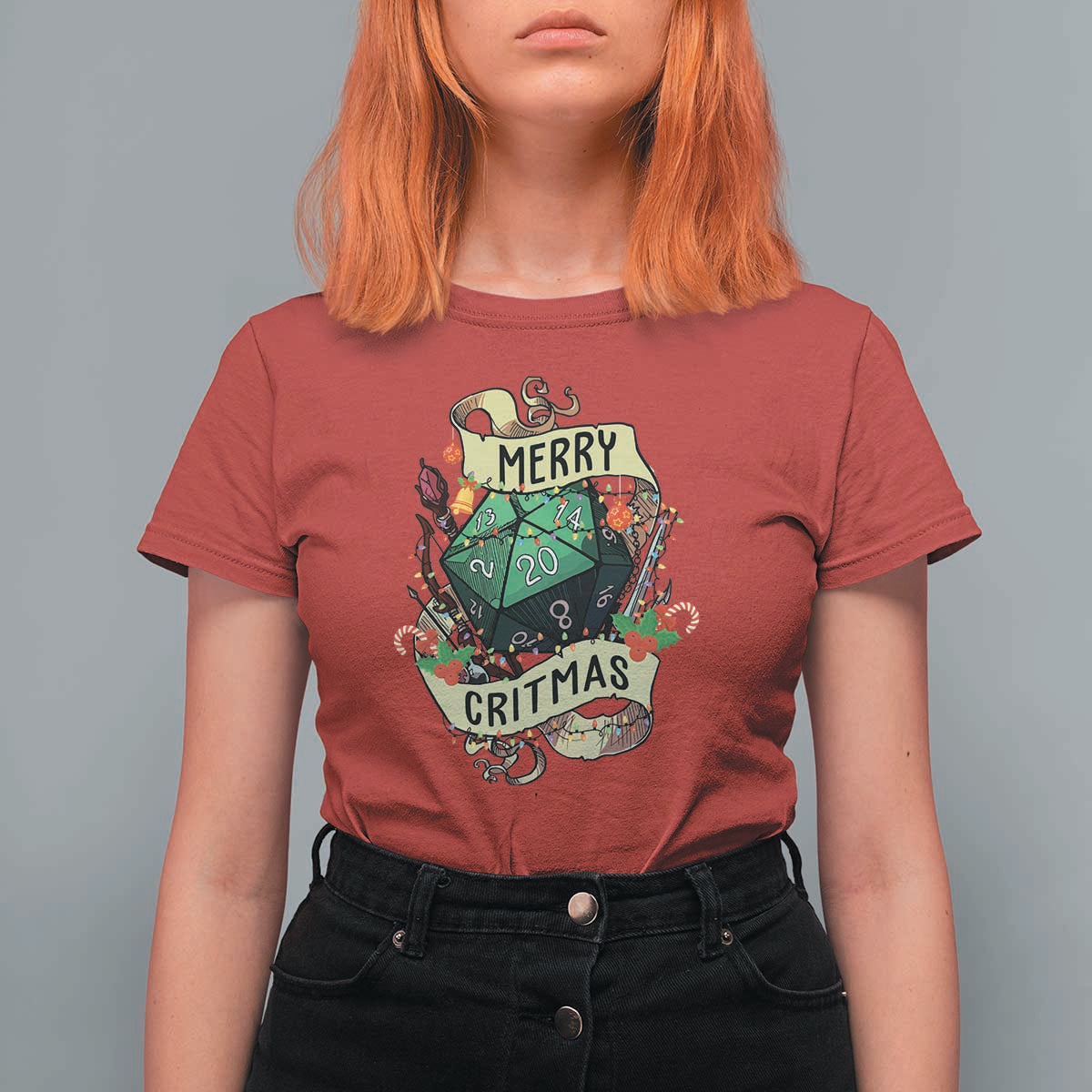 Funny Christmas Tabletop RPG T Shirt For Women Merry Critmas D20 RPG Gamer Gaming - Wonder Print Shop