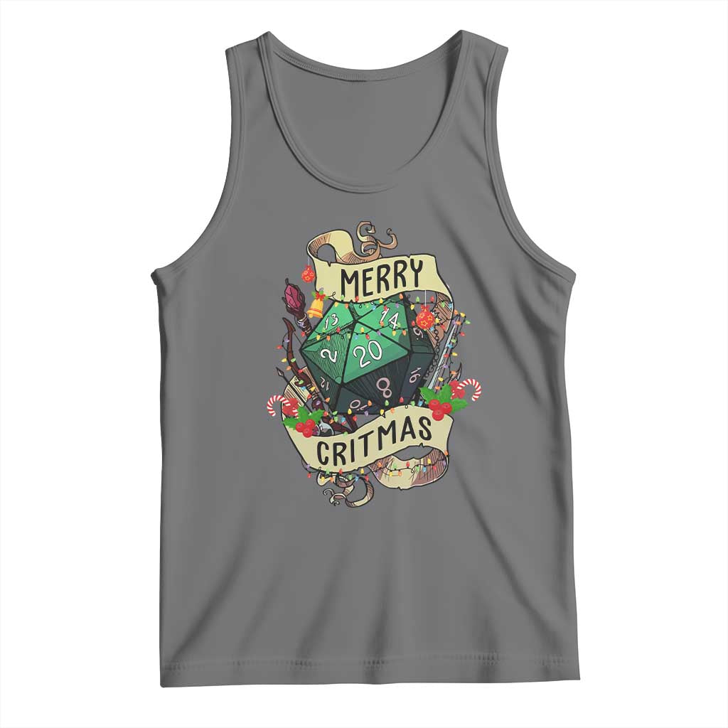 Funny Christmas Tabletop RPG Tank Top Merry Critmas D20 RPG Gamer Gaming - Wonder Print Shop