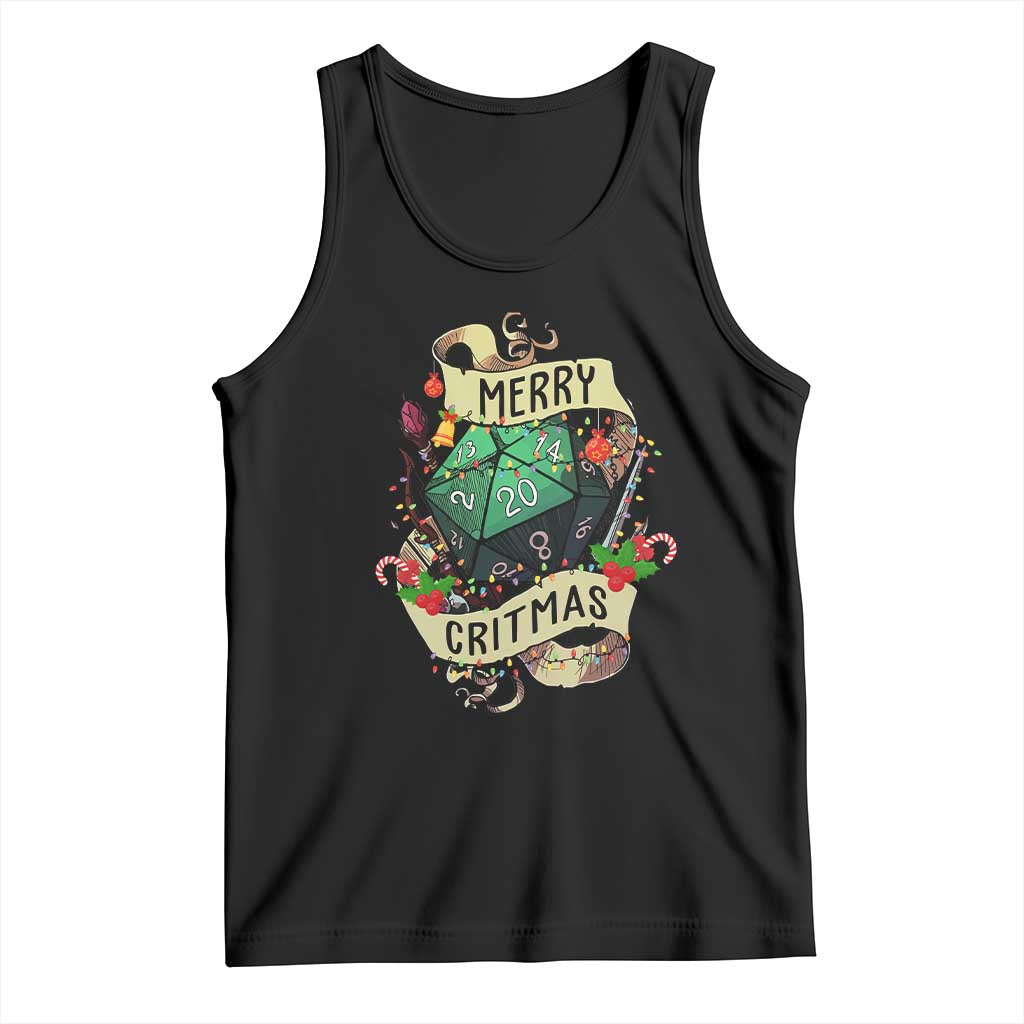 Funny Christmas Tabletop RPG Tank Top Merry Critmas D20 RPG Gamer Gaming - Wonder Print Shop