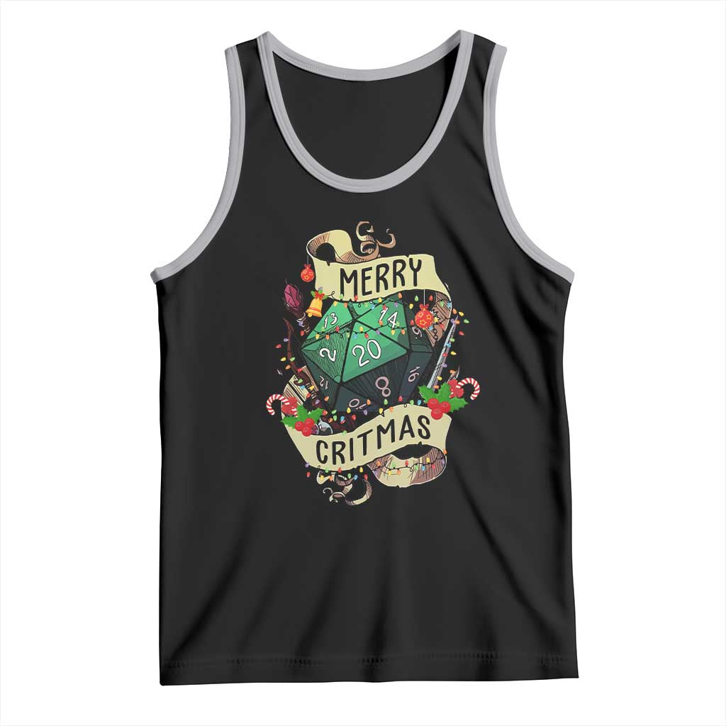 Funny Christmas Tabletop RPG Tank Top Merry Critmas D20 RPG Gamer Gaming - Wonder Print Shop