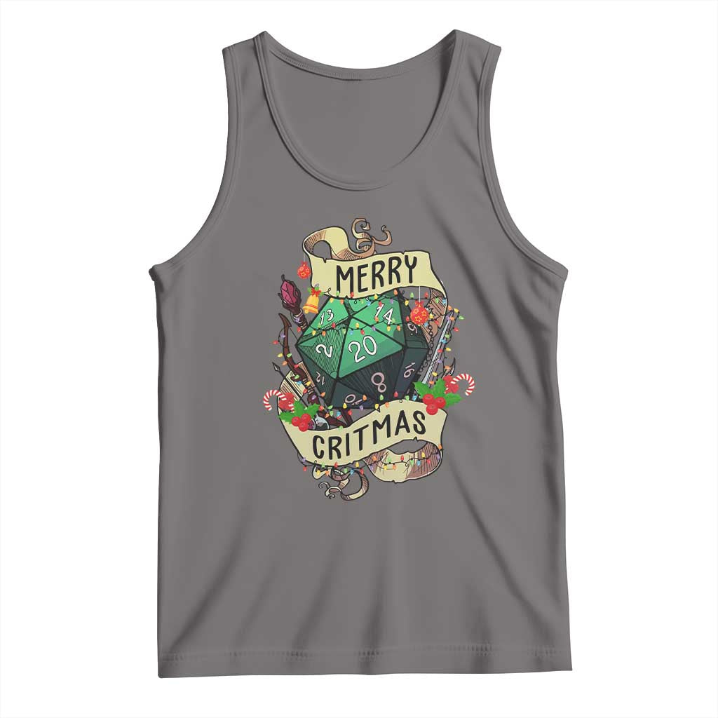 Funny Christmas Tabletop RPG Tank Top Merry Critmas D20 RPG Gamer Gaming - Wonder Print Shop