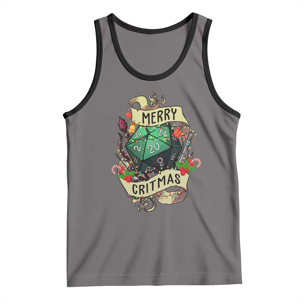 Funny Christmas Tabletop RPG Tank Top Merry Critmas D20 RPG Gamer Gaming - Wonder Print Shop