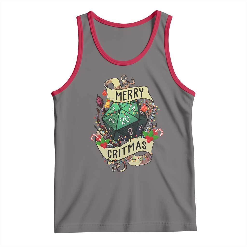 Funny Christmas Tabletop RPG Tank Top Merry Critmas D20 RPG Gamer Gaming - Wonder Print Shop