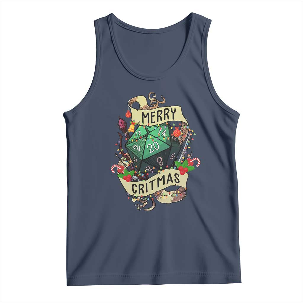 Funny Christmas Tabletop RPG Tank Top Merry Critmas D20 RPG Gamer Gaming - Wonder Print Shop