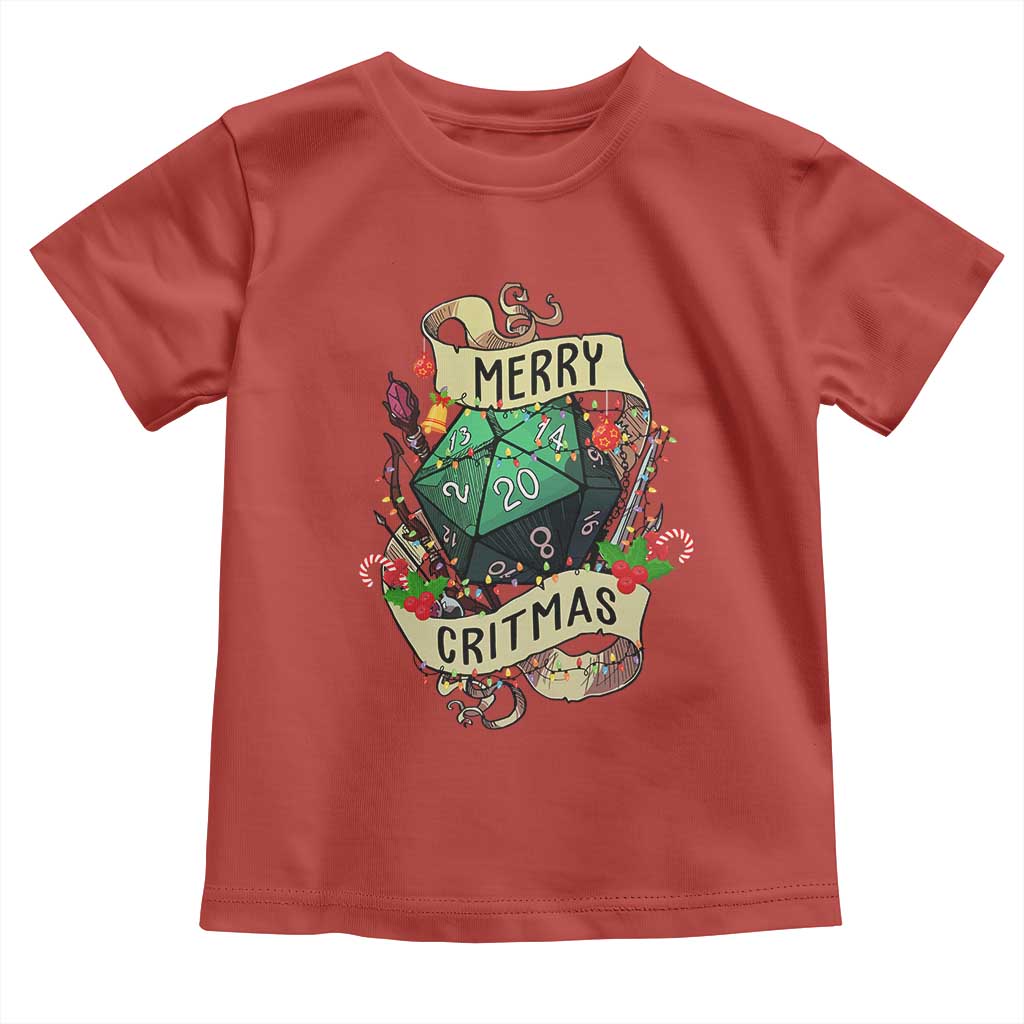 Funny Christmas Tabletop RPG Toddler T Shirt Merry Critmas D20 RPG Gamer Gaming - Wonder Print Shop