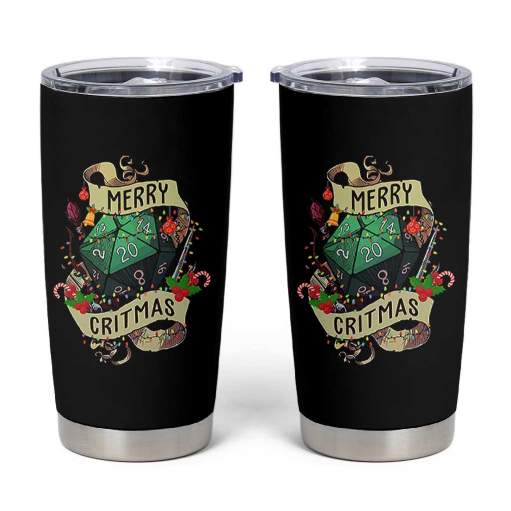 Funny Christmas Tabletop RPG Tumbler Cup Merry Critmas D20 RPG Gamer Gaming - Wonder Print Shop