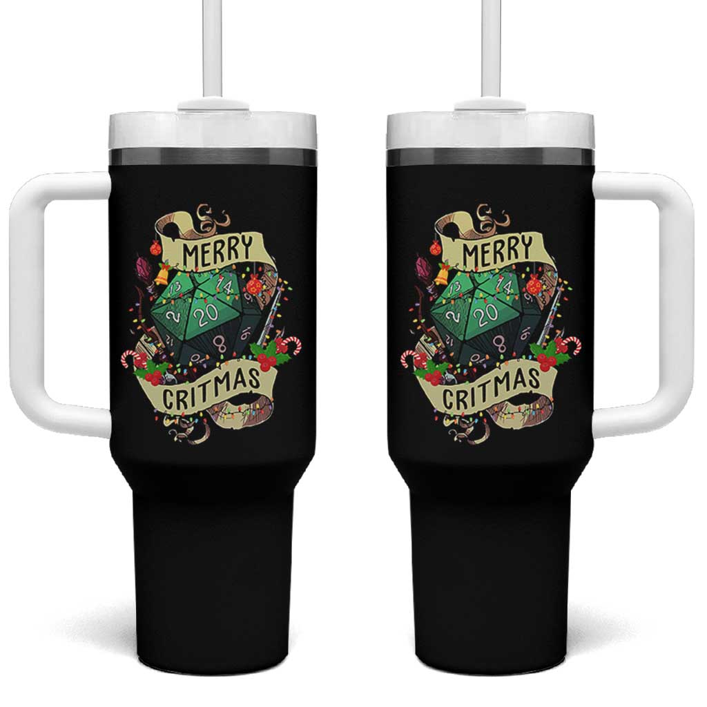 Funny Christmas Tabletop RPG Tumbler With Handle Merry Critmas D20 RPG Gamer Gaming - Wonder Print Shop