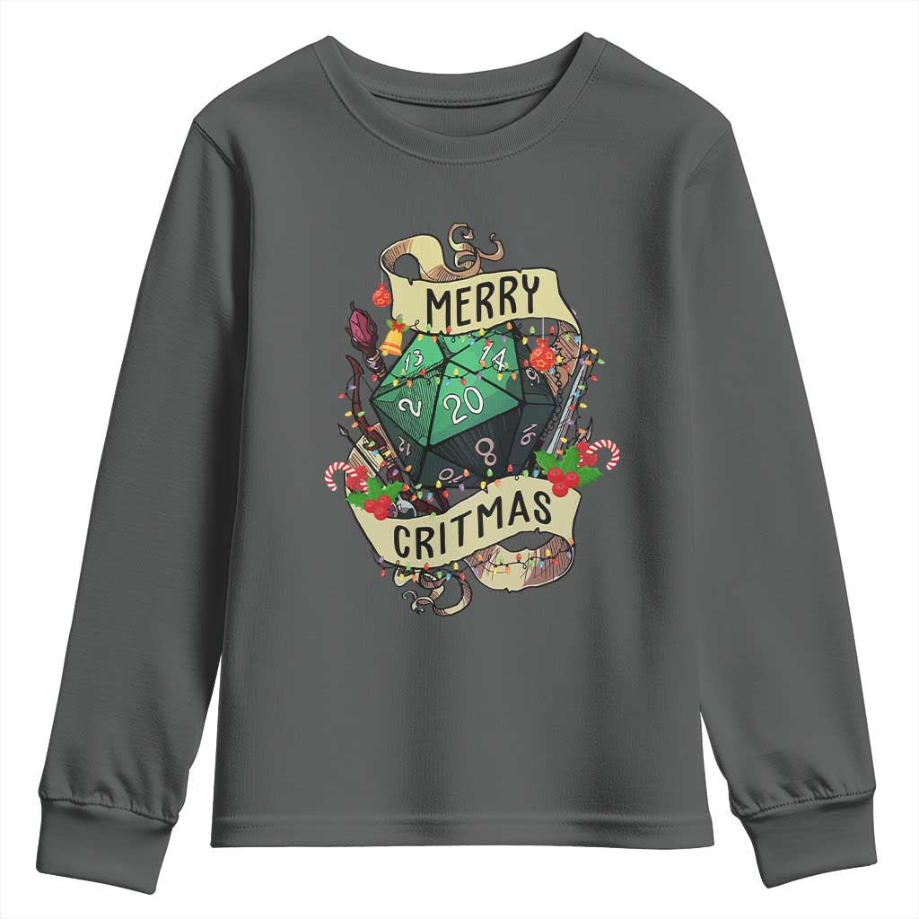 Funny Christmas Tabletop RPG Youth Sweatshirt Merry Critmas D20 RPG Gamer Gaming - Wonder Print Shop