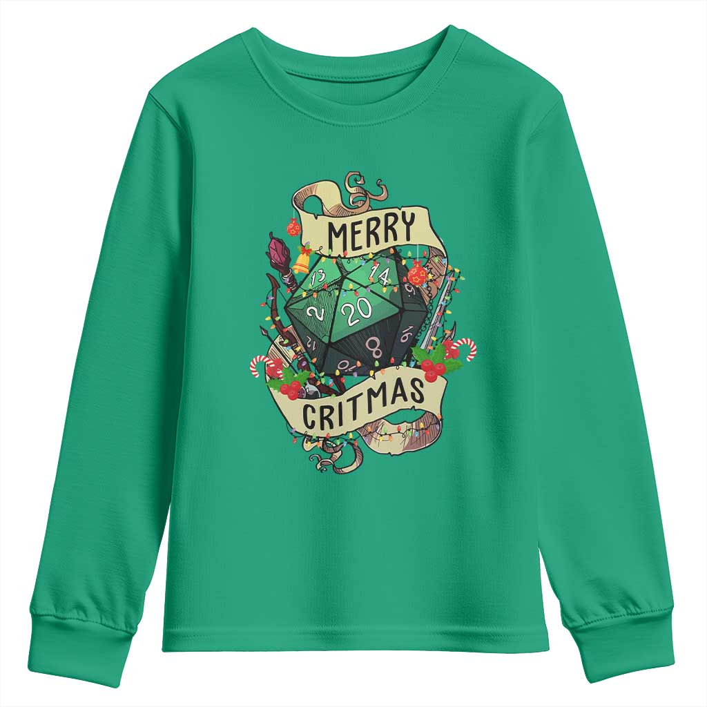 Funny Christmas Tabletop RPG Youth Sweatshirt Merry Critmas D20 RPG Gamer Gaming - Wonder Print Shop