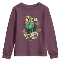 Funny Christmas Tabletop RPG Youth Sweatshirt Merry Critmas D20 RPG Gamer Gaming - Wonder Print Shop