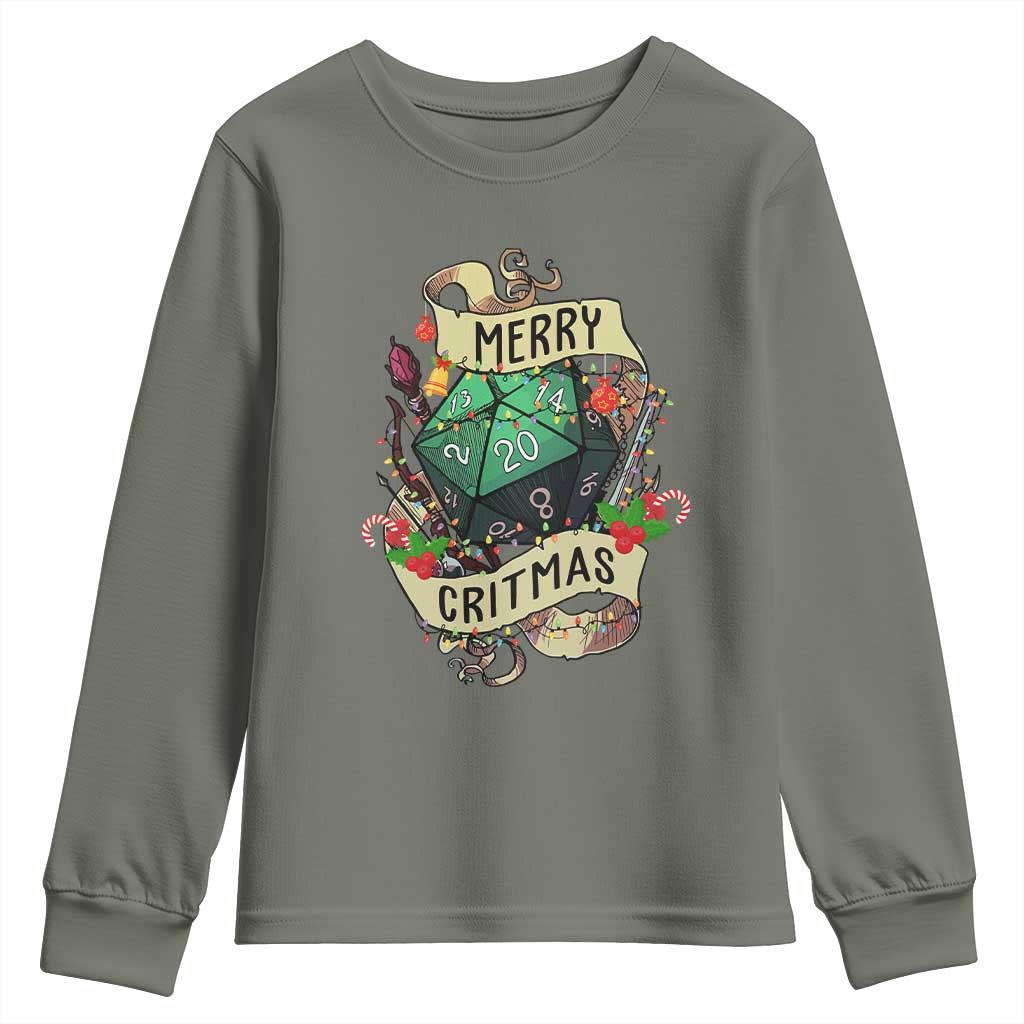 Funny Christmas Tabletop RPG Youth Sweatshirt Merry Critmas D20 RPG Gamer Gaming - Wonder Print Shop