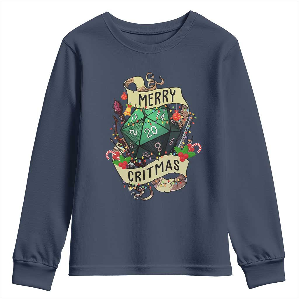 Funny Christmas Tabletop RPG Youth Sweatshirt Merry Critmas D20 RPG Gamer Gaming - Wonder Print Shop