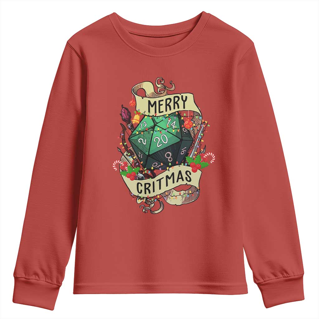 Funny Christmas Tabletop RPG Youth Sweatshirt Merry Critmas D20 RPG Gamer Gaming - Wonder Print Shop