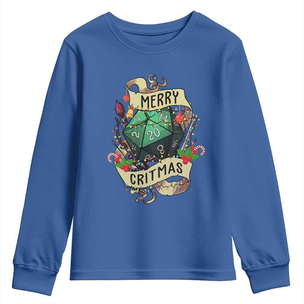 Funny Christmas Tabletop RPG Youth Sweatshirt Merry Critmas D20 RPG Gamer Gaming - Wonder Print Shop
