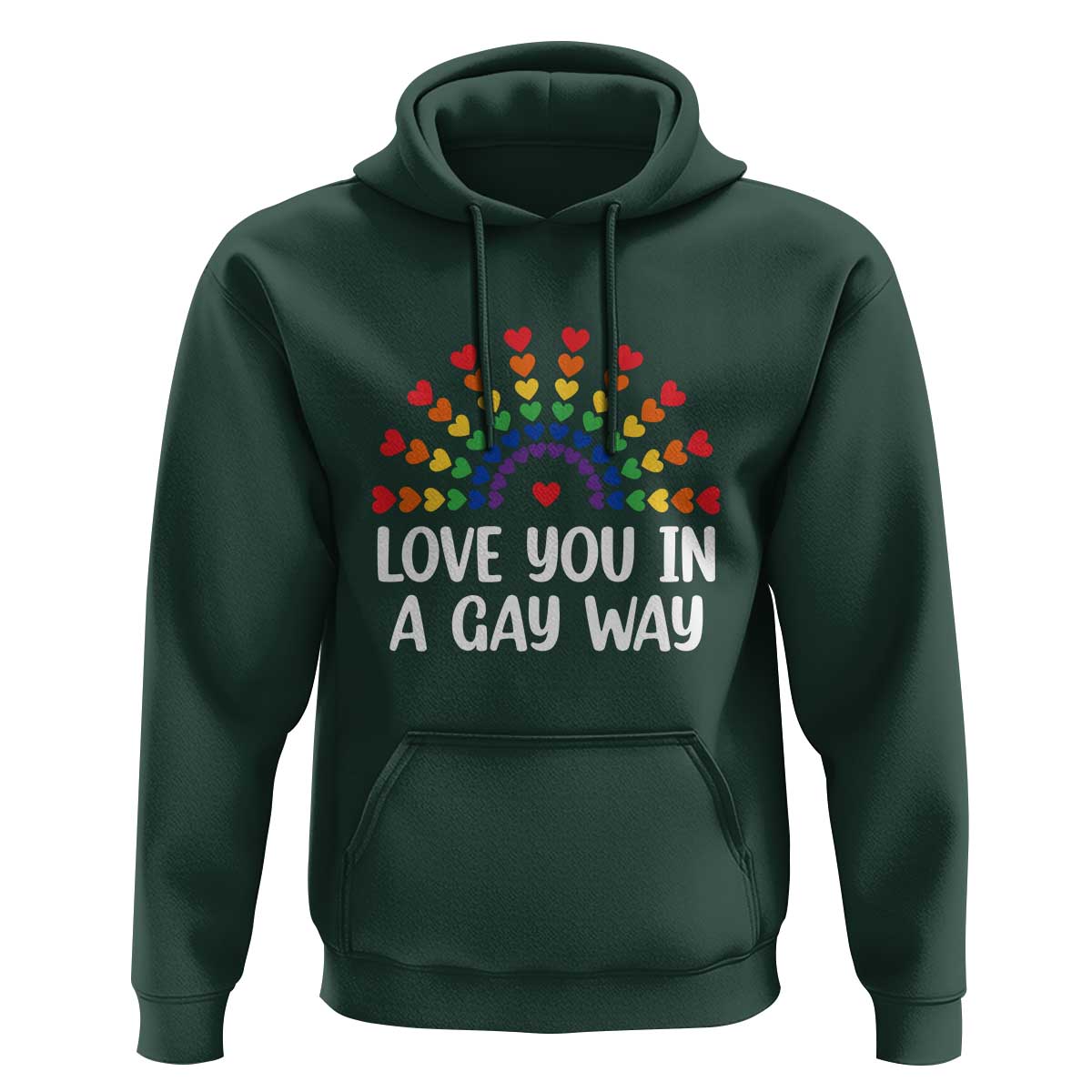 Funny Valentine's Day LGBT Hoodie Love You In A Gay Way Rainbow Hearts