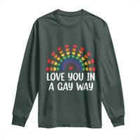 Funny Valentine's Day LGBT Long Sleeve Shirt Love You In A Gay Way Rainbow Hearts