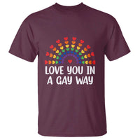Funny Valentine's Day LGBT T Shirt Love You In A Gay Way Rainbow Hearts