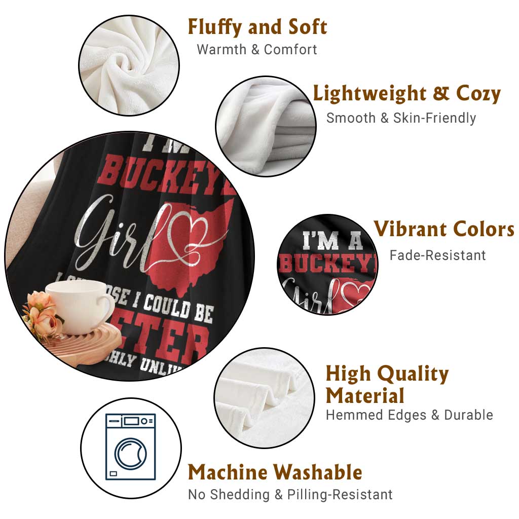 I Am A Buckeye Girl I Suppose I Could Be Quieter Throw Blanket Ohio State - Wonder Print Shop