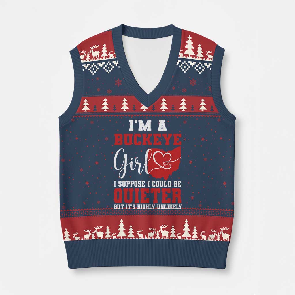 I Am A Buckeye Girl I Suppose I Could Be Quieter V-Neck Knit Sweater Vest Ohio State - Wonder Print Shop