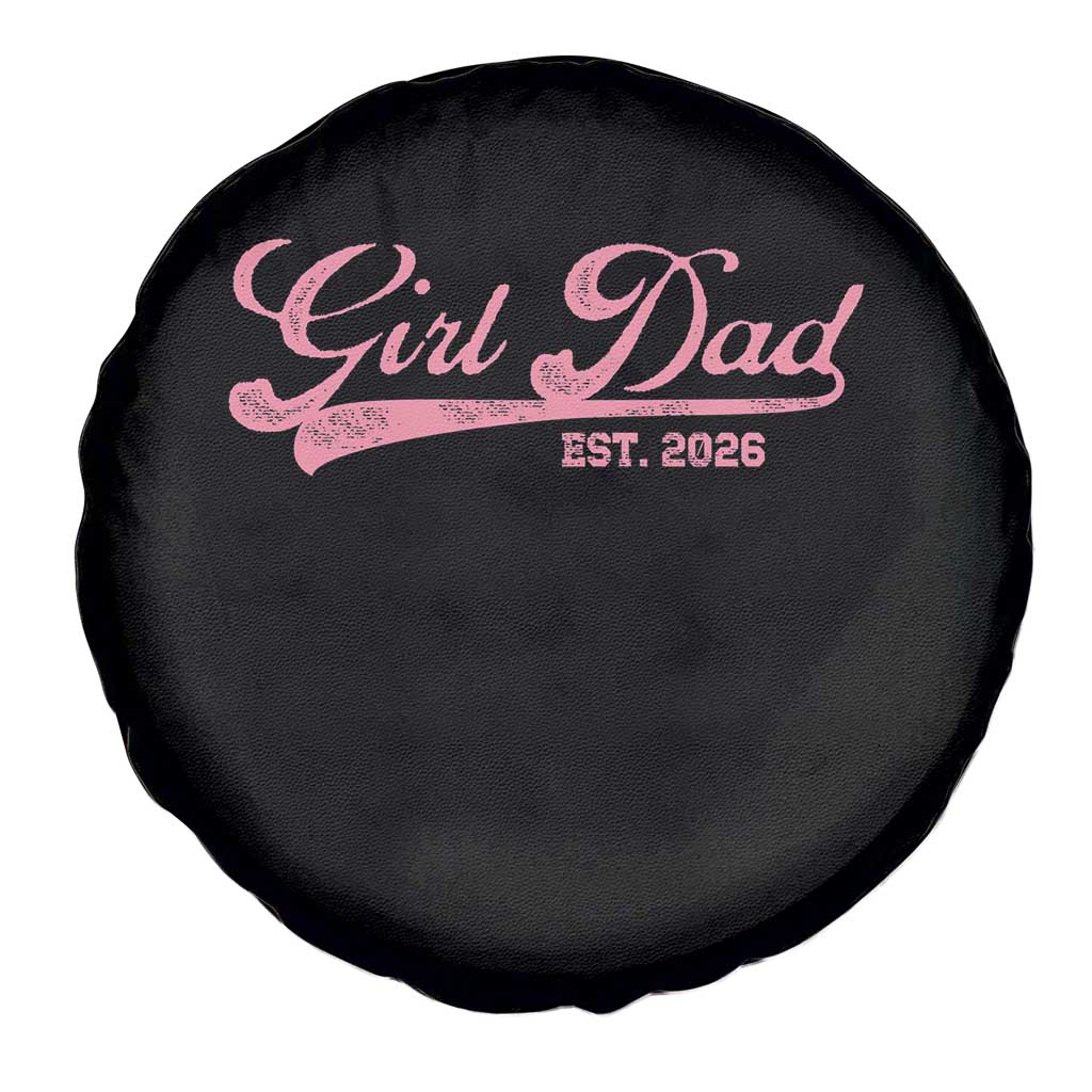 Girl Dad Est 2026 Spare Tire Cover Dad Of Girl 2026 Pink Baby Announcement - Wonder Print Shop