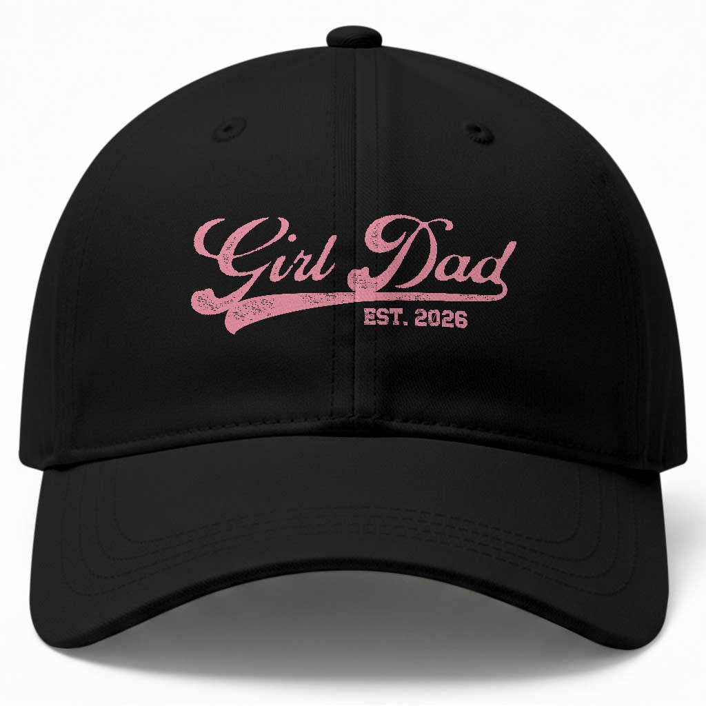 Girl Dad Est 2026 Baseball Cap Dad Of Girl 2026 Pink Baby Announcement