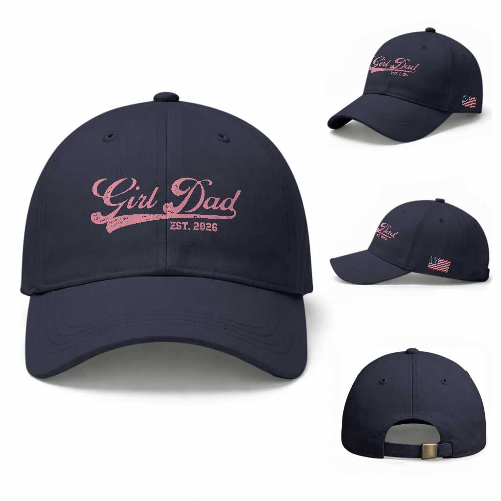 Girl Dad Est 2026 Baseball Cap Dad Of Girl 2026 Pink Baby Announcement