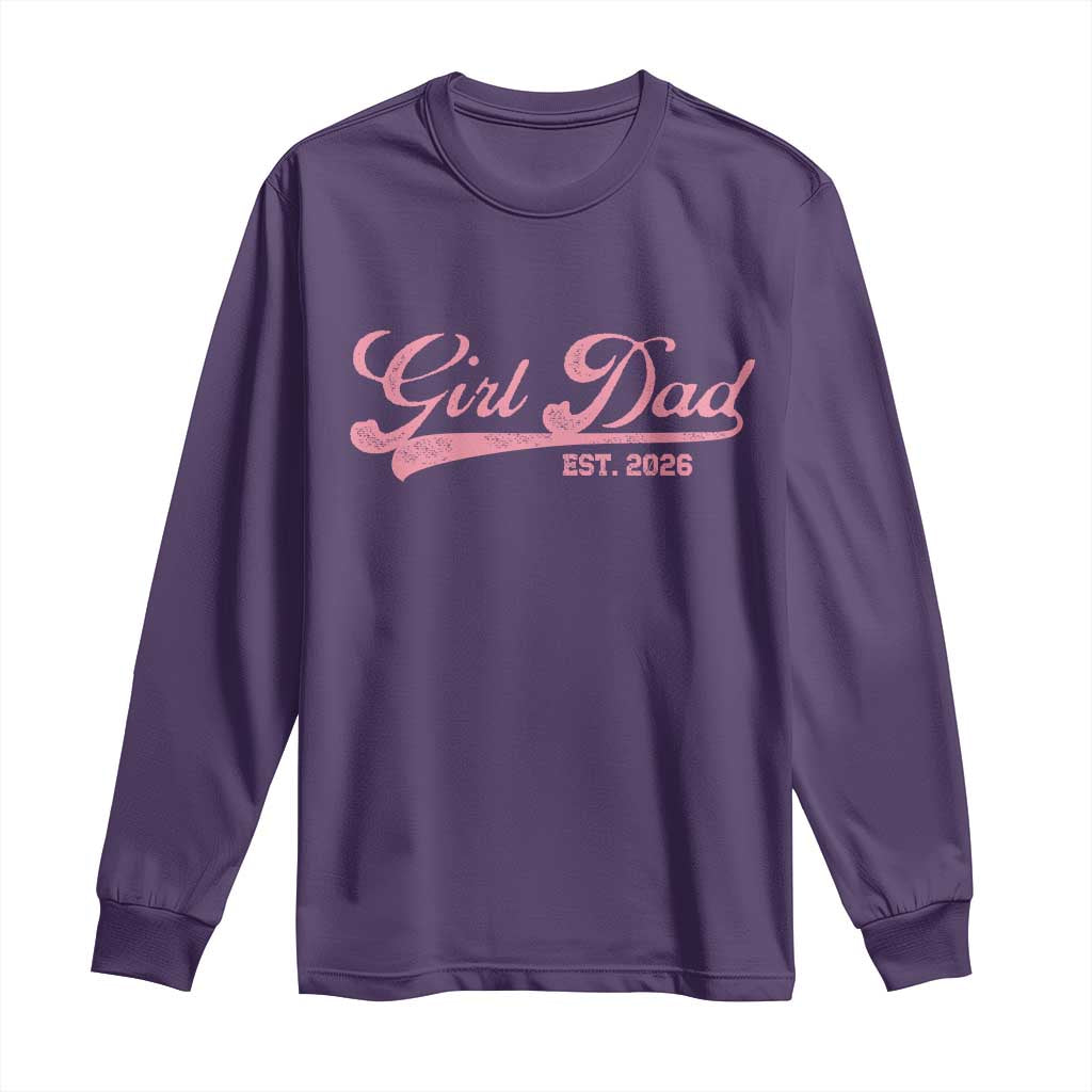 Girl Dad Est 2026 Long Sleeve Shirt Dad Of Girl 2026 Pink Baby Announcement - Wonder Print Shop