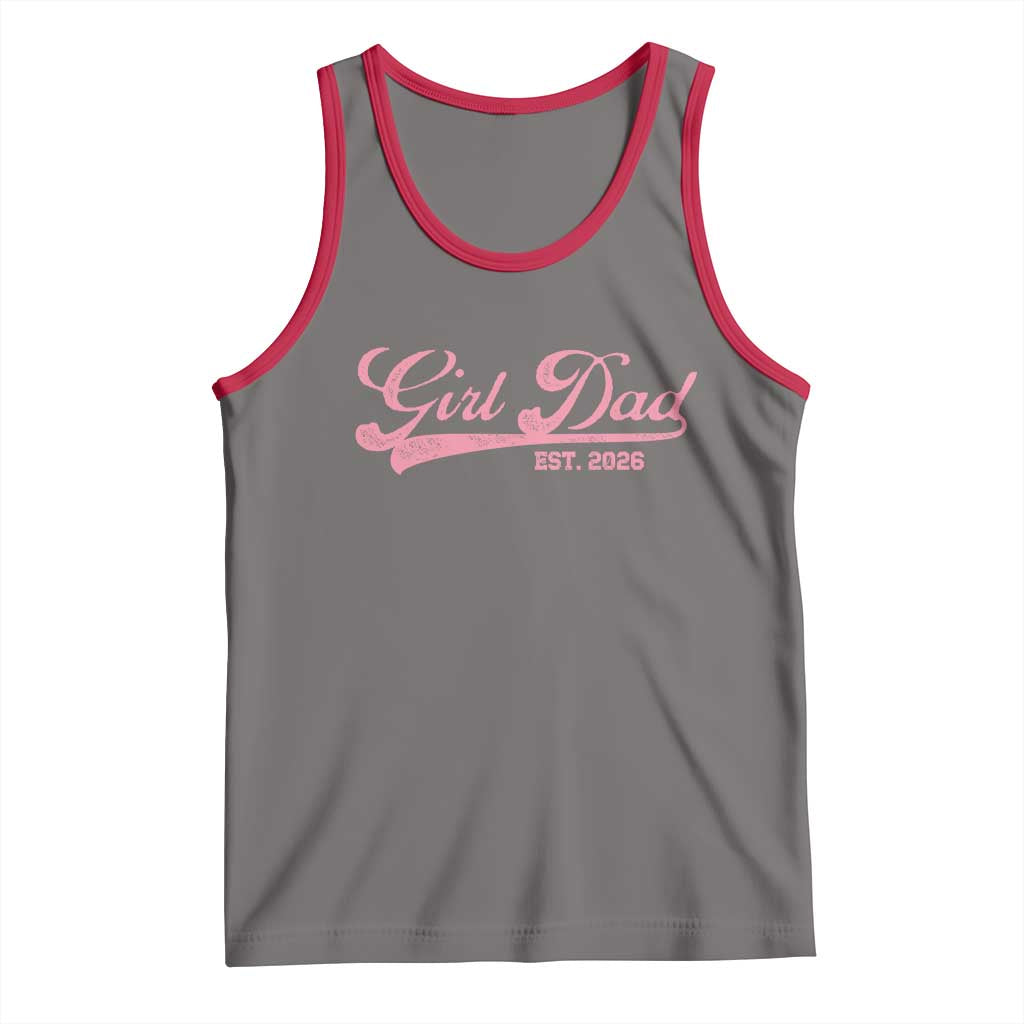 Girl Dad Est 2026 Tank Top Dad Of Girl 2026 Pink Baby Announcement - Wonder Print Shop