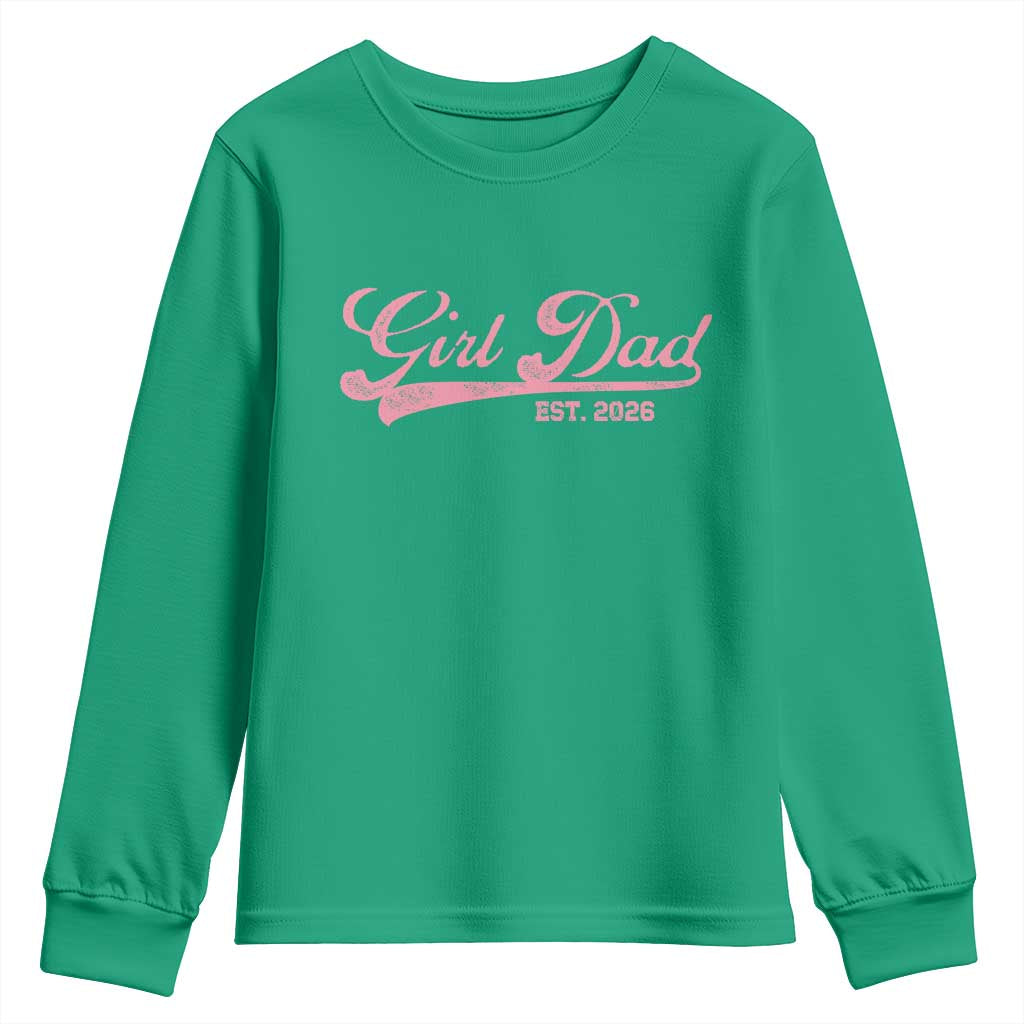 Girl Dad Est 2026 Youth Sweatshirt Dad Of Girl 2026 Pink Baby Announcement - Wonder Print Shop