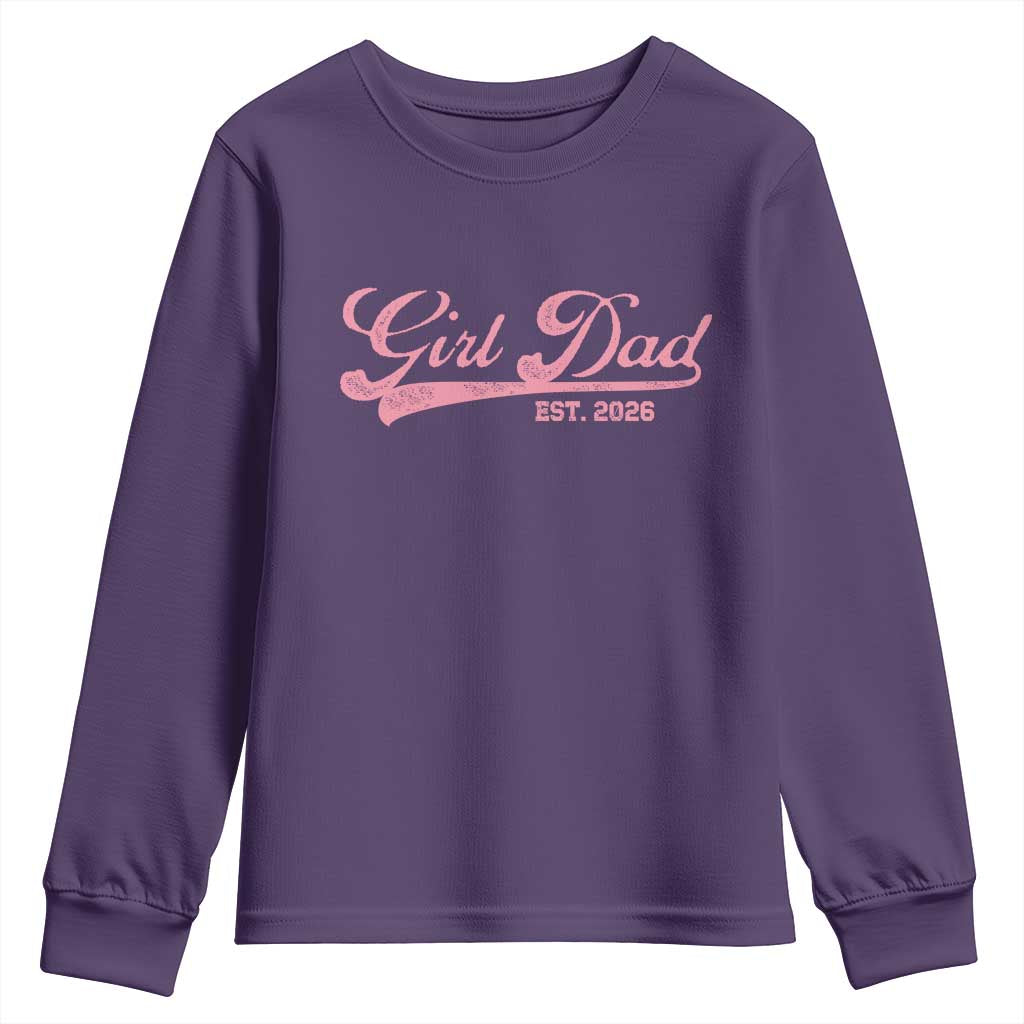 Girl Dad Est 2026 Youth Sweatshirt Dad Of Girl 2026 Pink Baby Announcement - Wonder Print Shop