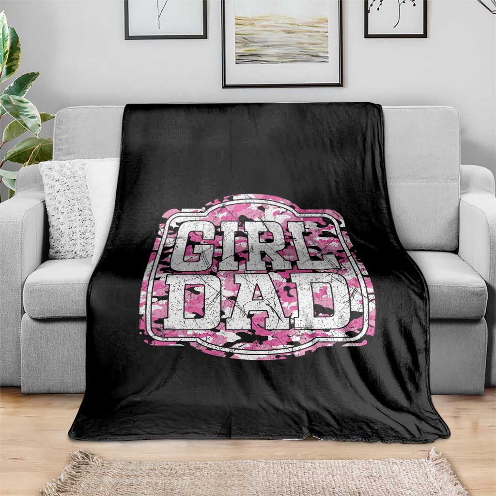 Girl Dad Throw Blanket Pink Camo Hunting Daddy Father's Day - Wonder Print Shop