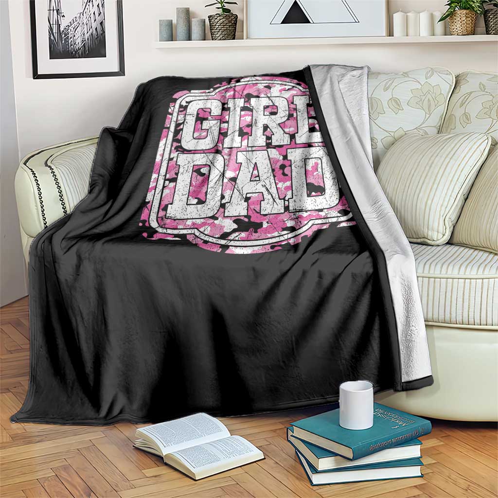 Girl Dad Throw Blanket Pink Camo Hunting Daddy Father's Day - Wonder Print Shop