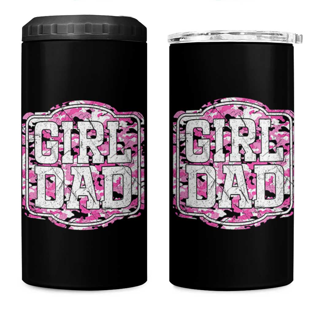 Girl Dad 4 in 1 Can Cooler Tumbler Pink Camo Hunting Daddy Father's Day - Wonder Print Shop