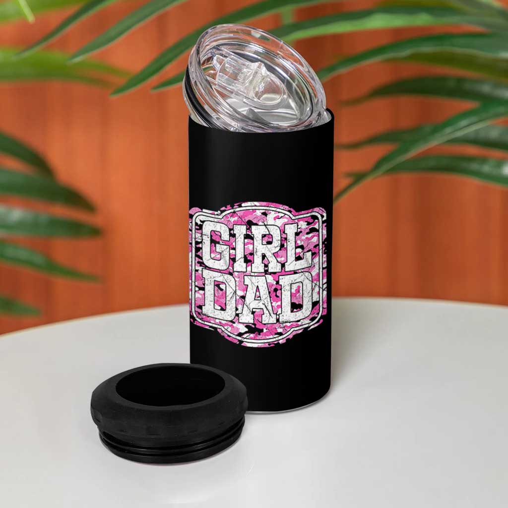 Girl Dad 4 in 1 Can Cooler Tumbler Pink Camo Hunting Daddy Father's Day - Wonder Print Shop
