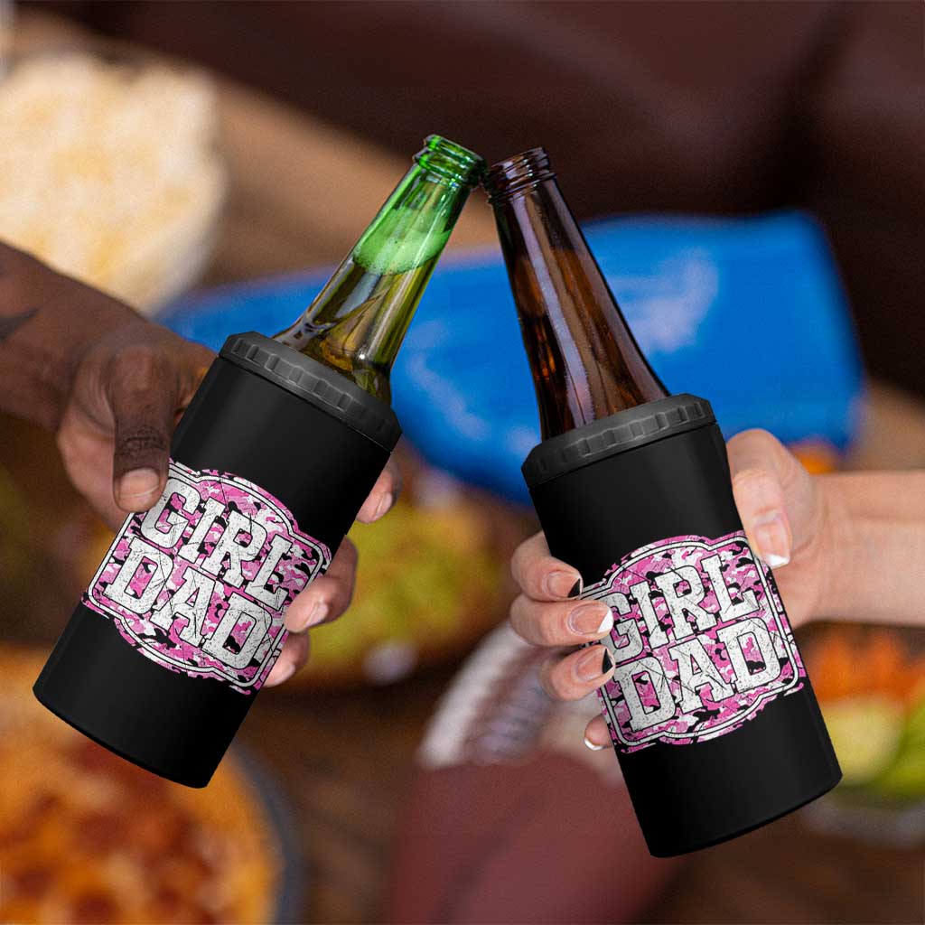 Girl Dad 4 in 1 Can Cooler Tumbler Pink Camo Hunting Daddy Father's Day - Wonder Print Shop