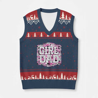 Girl Dad V-Neck Knit Sweater Vest Pink Camo Hunting Daddy Father's Day - Wonder Print Shop