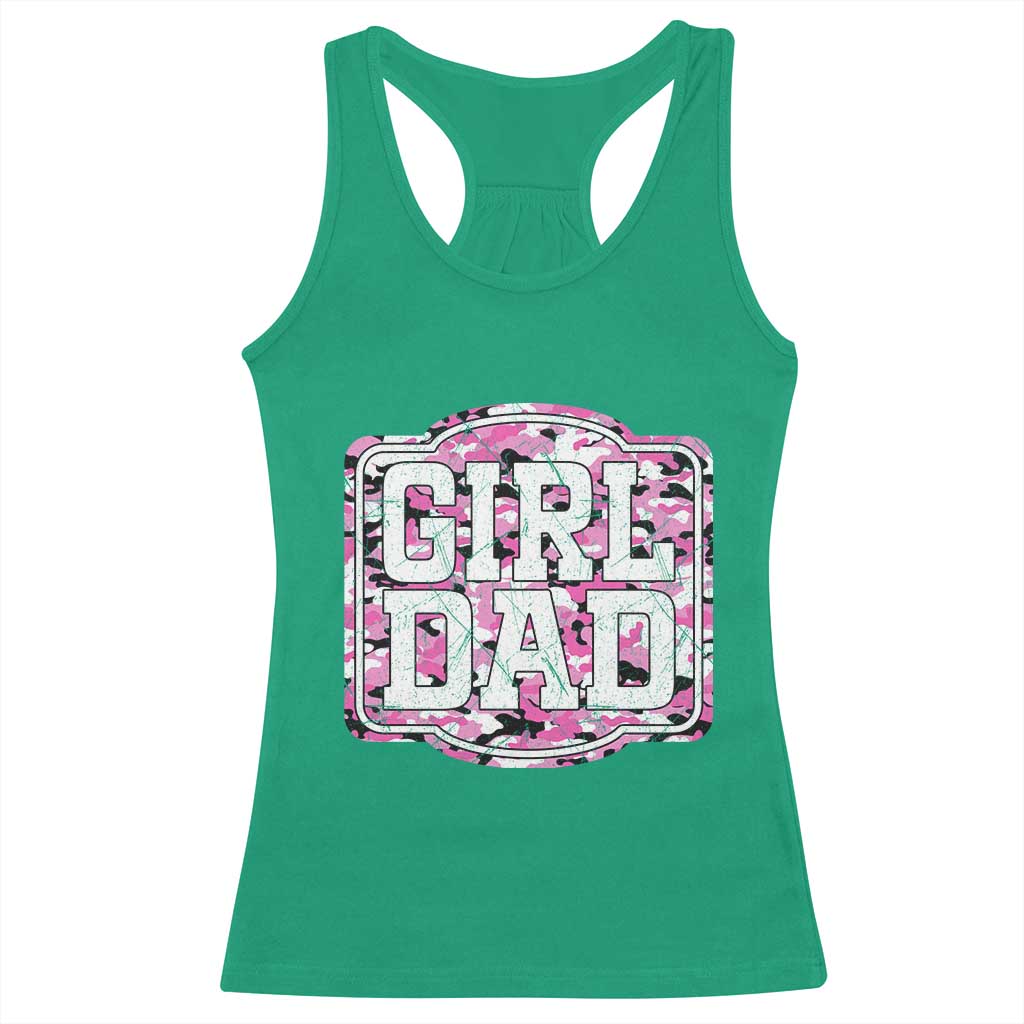 Girl Dad Racerback Tank Top Pink Camo Hunting Daddy Father's Day - Wonder Print Shop