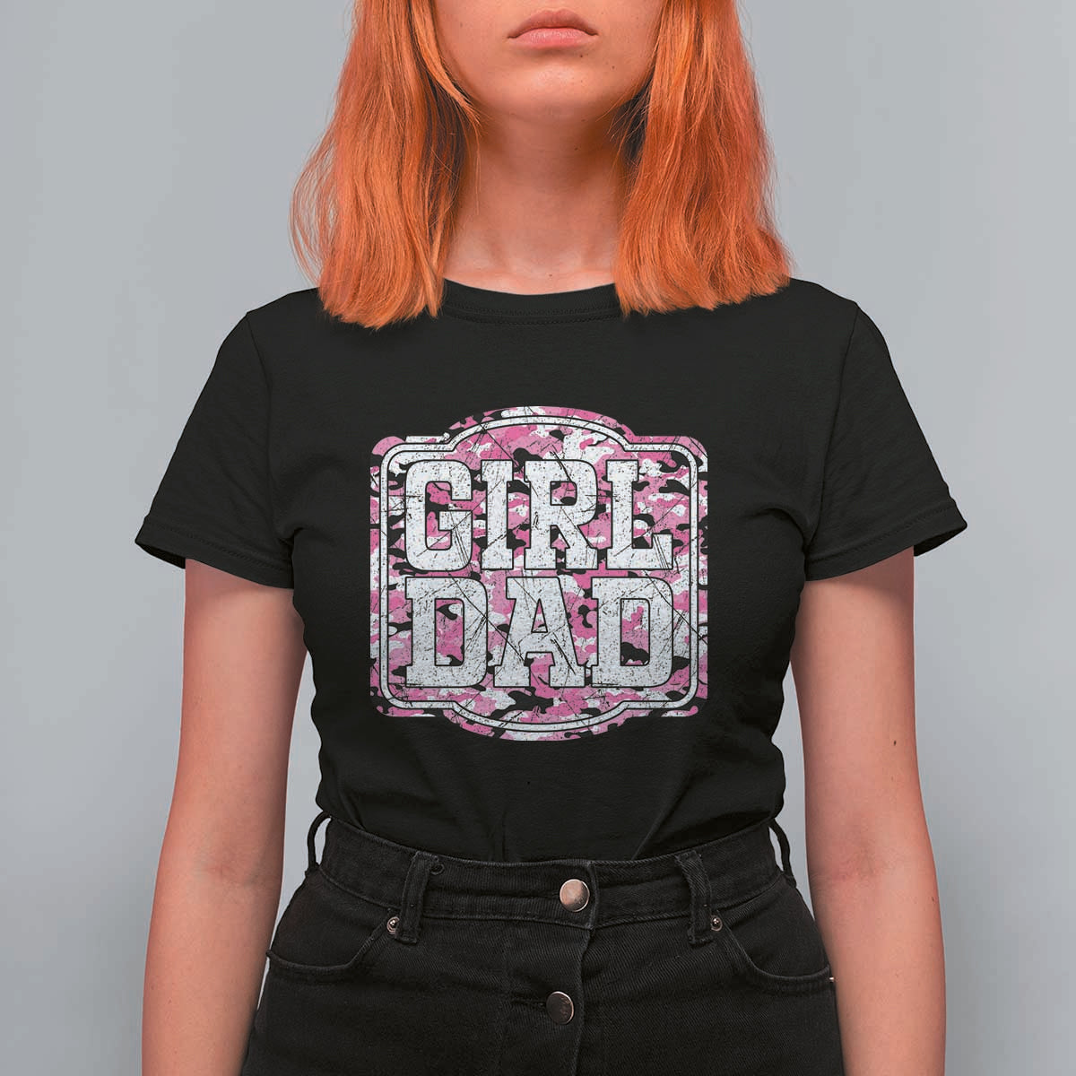 Girl Dad T Shirt For Women Pink Camo Hunting Daddy Father's Day - Wonder Print Shop