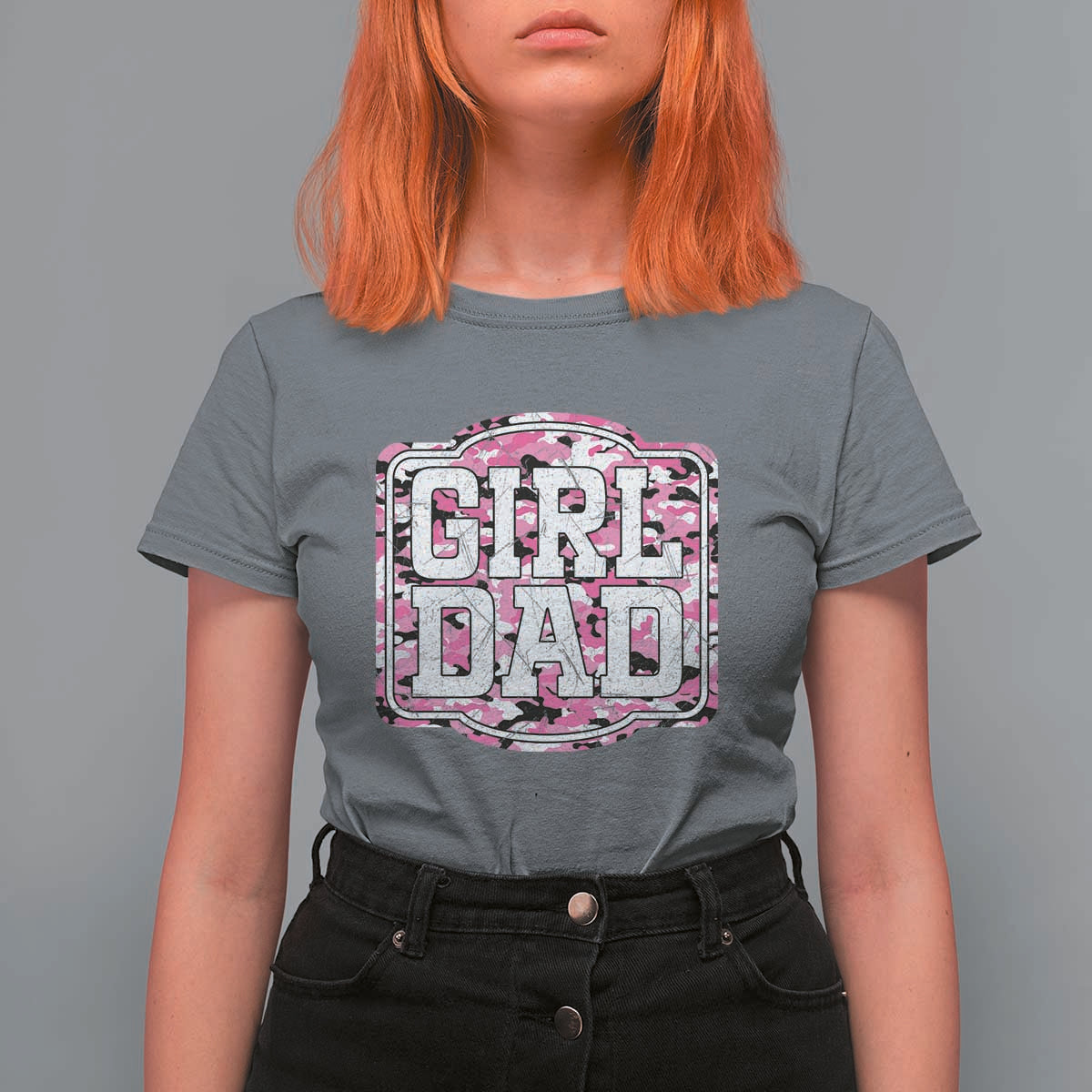 Girl Dad T Shirt For Women Pink Camo Hunting Daddy Father's Day - Wonder Print Shop